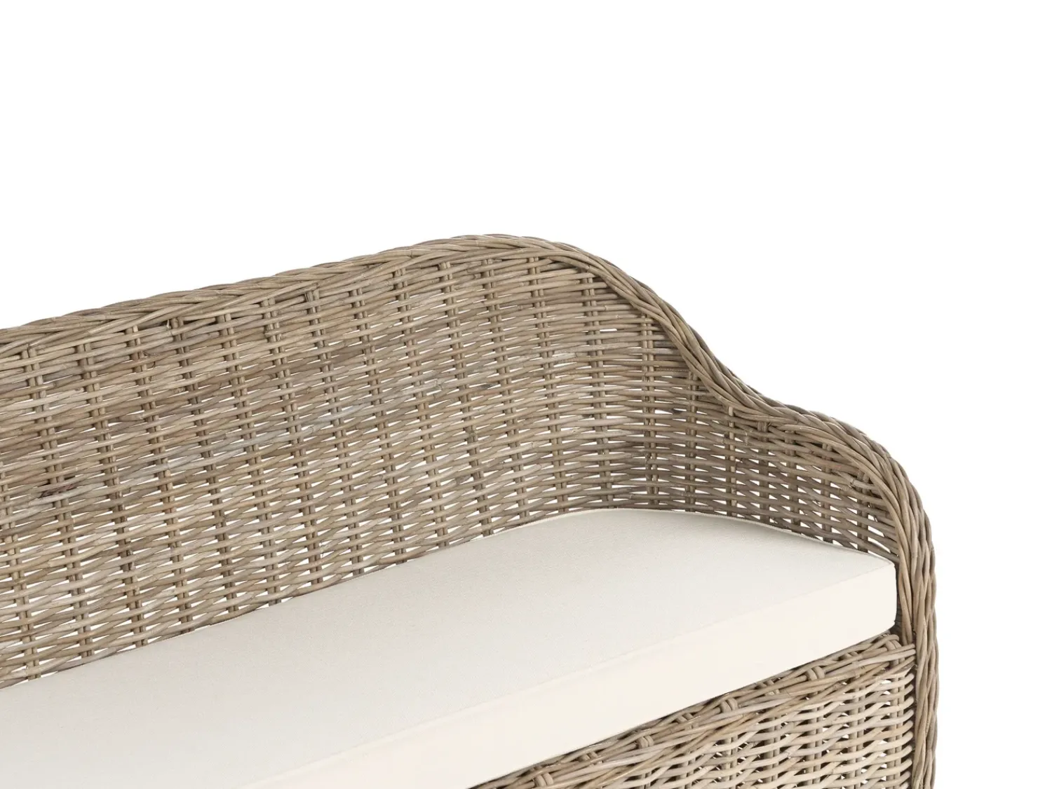 Discount Beliani Panca da giardino con cuscino SUSUA con ottomana Rattan Naturale Bianco Naturale