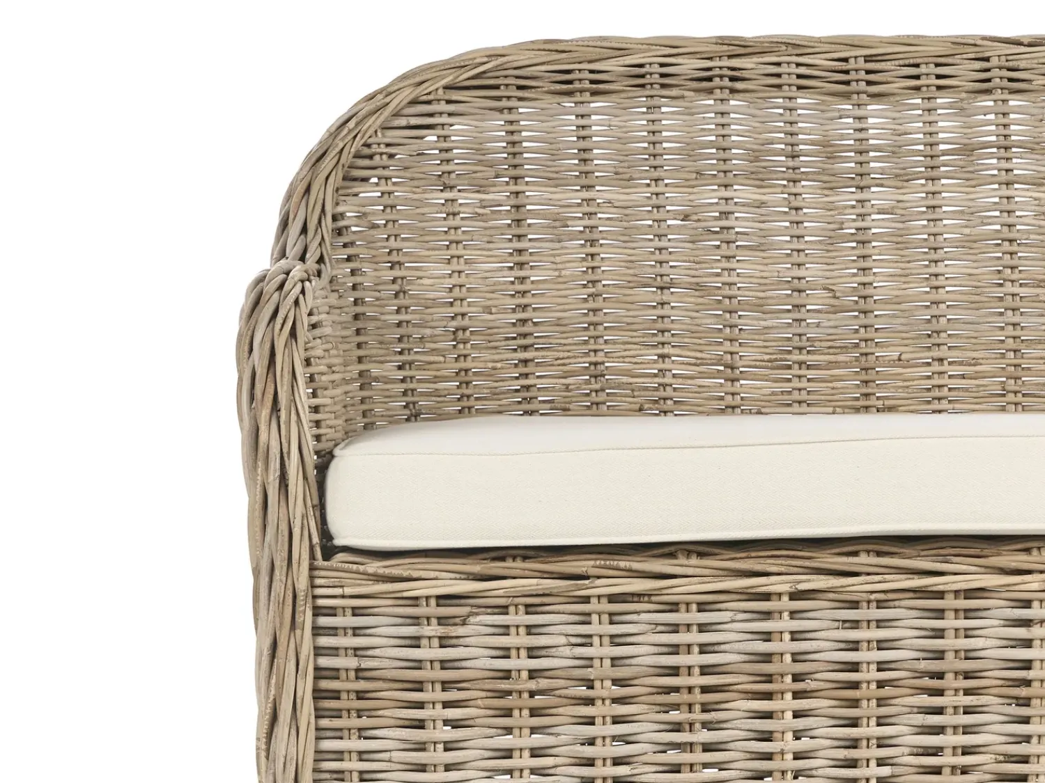 Discount Beliani Panca da giardino con cuscino SUSUA con ottomana Rattan Naturale Bianco Naturale
