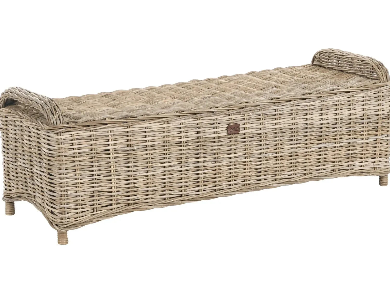 Discount Beliani Panca da giardino con cuscino SUSUA con ottomana Rattan Naturale Bianco Naturale
