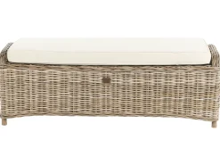 Discount Beliani Panca da giardino con cuscino SUSUA con ottomana Rattan Naturale Bianco Naturale