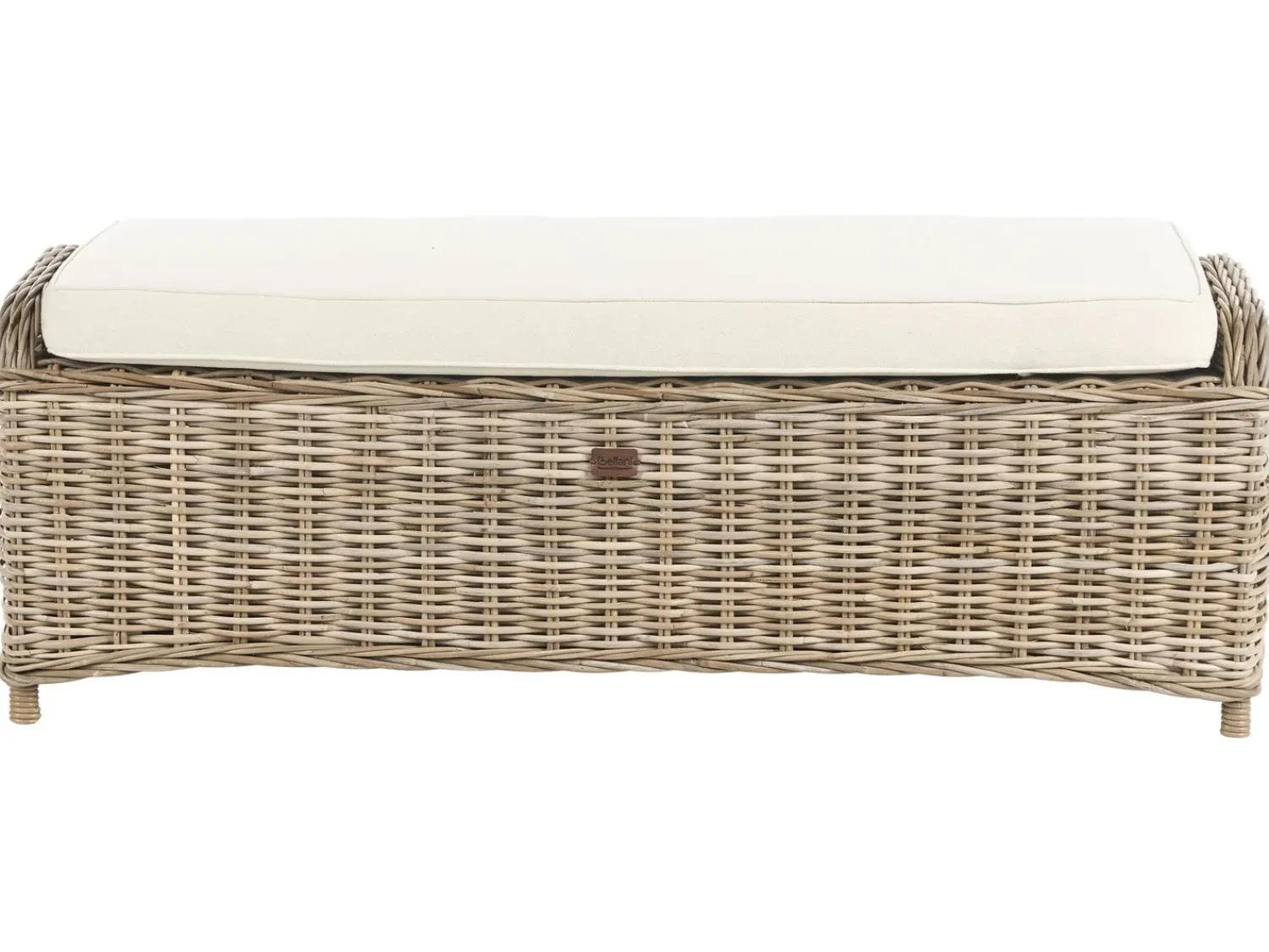 Discount Beliani Panca da giardino con cuscino SUSUA con ottomana Rattan Naturale Bianco Naturale