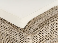 Discount Beliani Panca da giardino con cuscino SUSUA con ottomana Rattan Naturale Bianco Naturale
