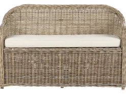 Discount Beliani Panca da giardino con cuscino SUSUA con ottomana Rattan Naturale Bianco Naturale