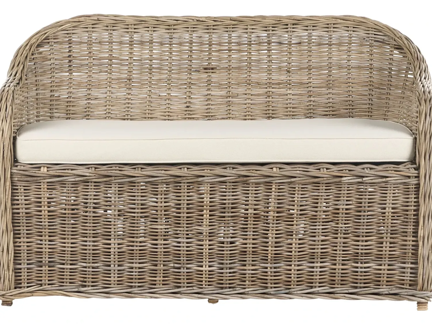 Discount Beliani Panca da giardino con cuscino SUSUA con ottomana Rattan Naturale Bianco Naturale