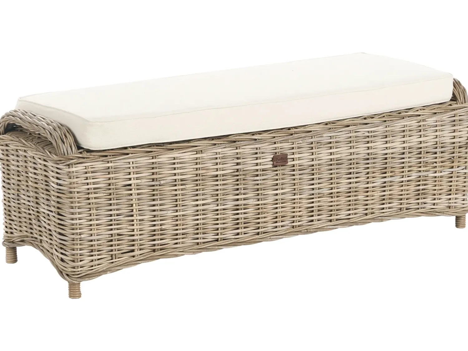 Discount Beliani Panca da giardino con cuscino SUSUA con ottomana Rattan Naturale Bianco Naturale
