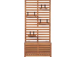 Outlet Beliani Panca da giardino con pannello a muro MATINO Legno d'acacia 80 cm 40 cm Marrone