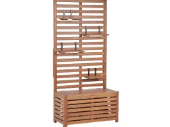 Outlet Beliani Panca da giardino con pannello a muro MATINO Legno d'acacia 80 cm 40 cm Marrone