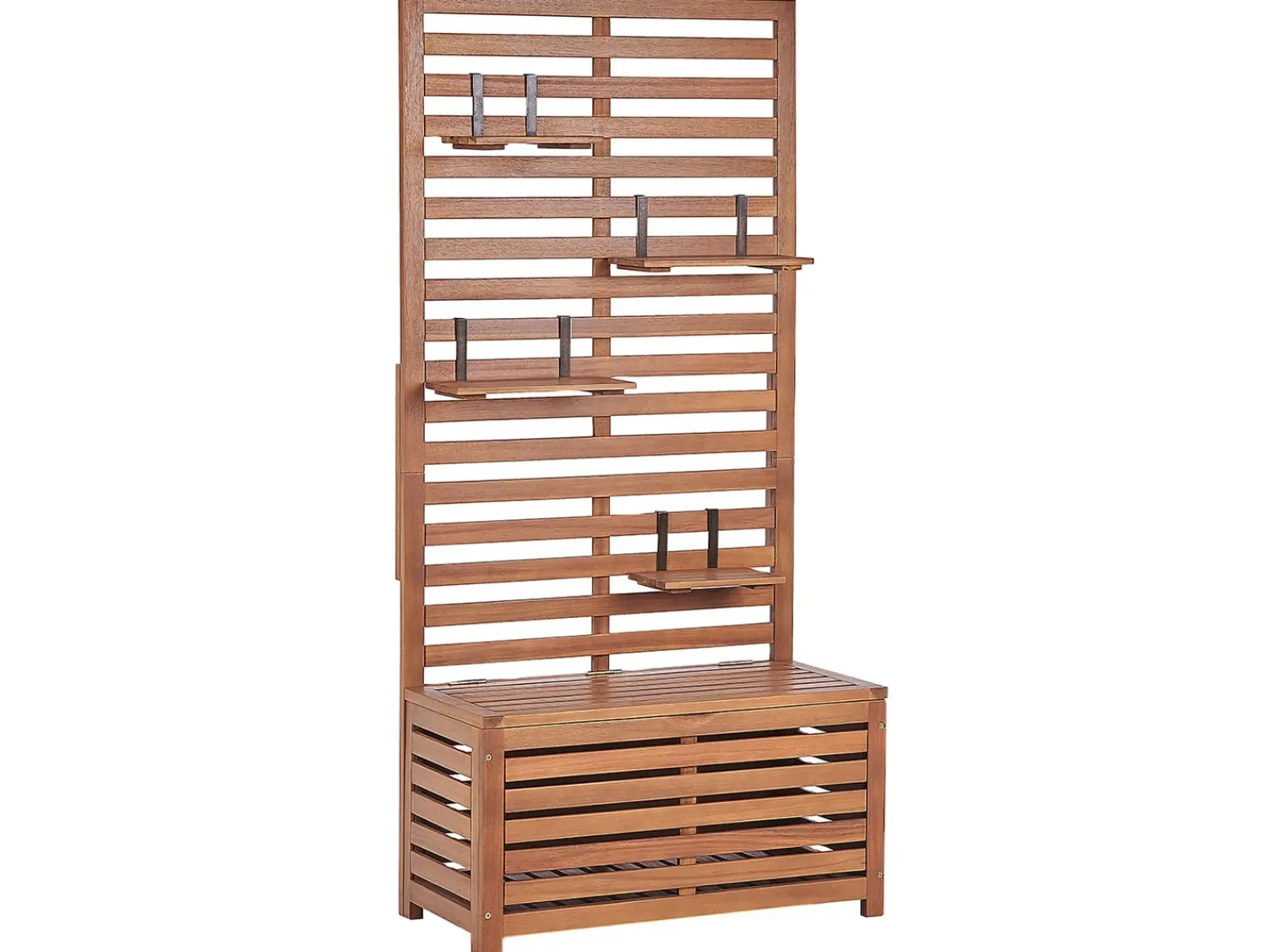 Outlet Beliani Panca da giardino con pannello a muro MATINO Legno d'acacia 80 cm 40 cm Marrone