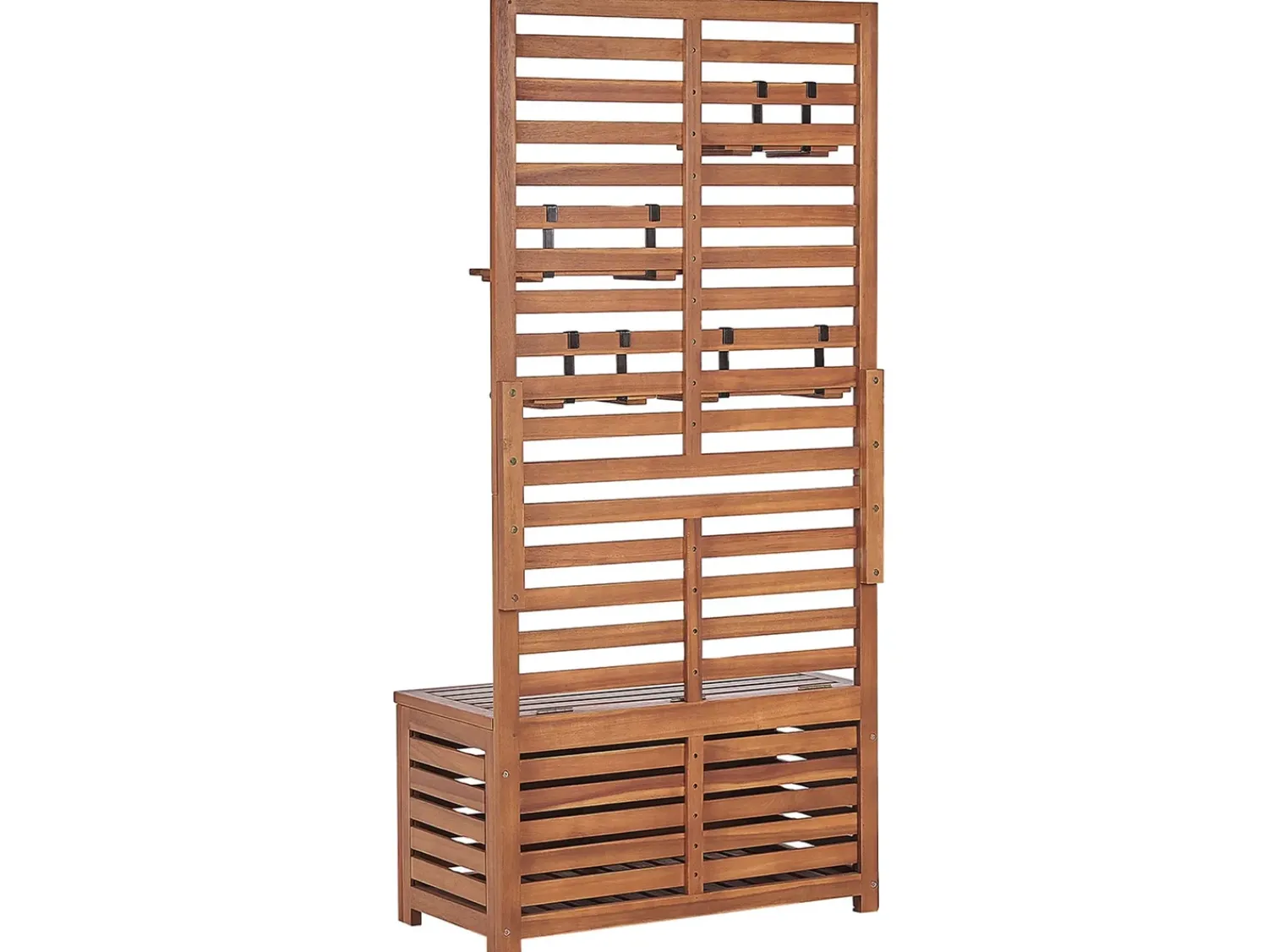 Outlet Beliani Panca da giardino con pannello a muro MATINO Legno d'acacia 80 cm 40 cm Marrone