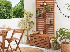 Outlet Beliani Panca da giardino con pannello a muro MATINO Legno d'acacia 80 cm 40 cm Marrone