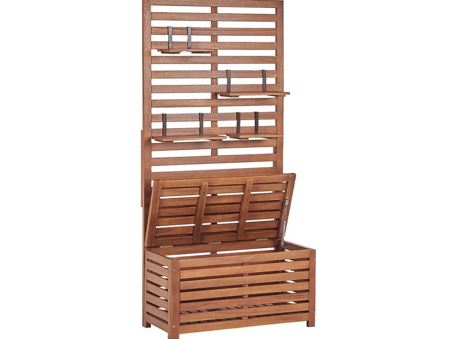 Outlet Beliani Panca da giardino con pannello a muro MATINO Legno d'acacia 80 cm 40 cm Marrone