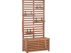 Outlet Beliani Panca da giardino con pannello a muro MATINO Legno d'acacia 80 cm 40 cm Marrone