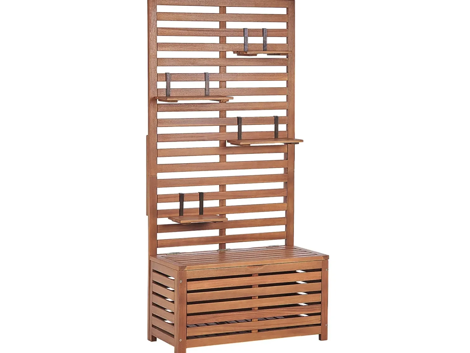 Outlet Beliani Panca da giardino con pannello a muro MATINO Legno d'acacia 80 cm 40 cm Marrone