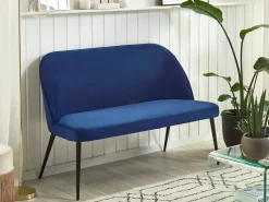 Discount Beliani Panca da pranzo 2 posti OSBY Velluto Blu marino Blu Nero