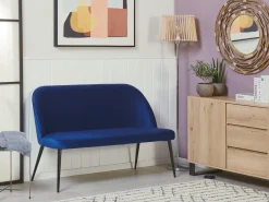 Discount Beliani Panca da pranzo 2 posti OSBY Velluto Blu marino Blu Nero