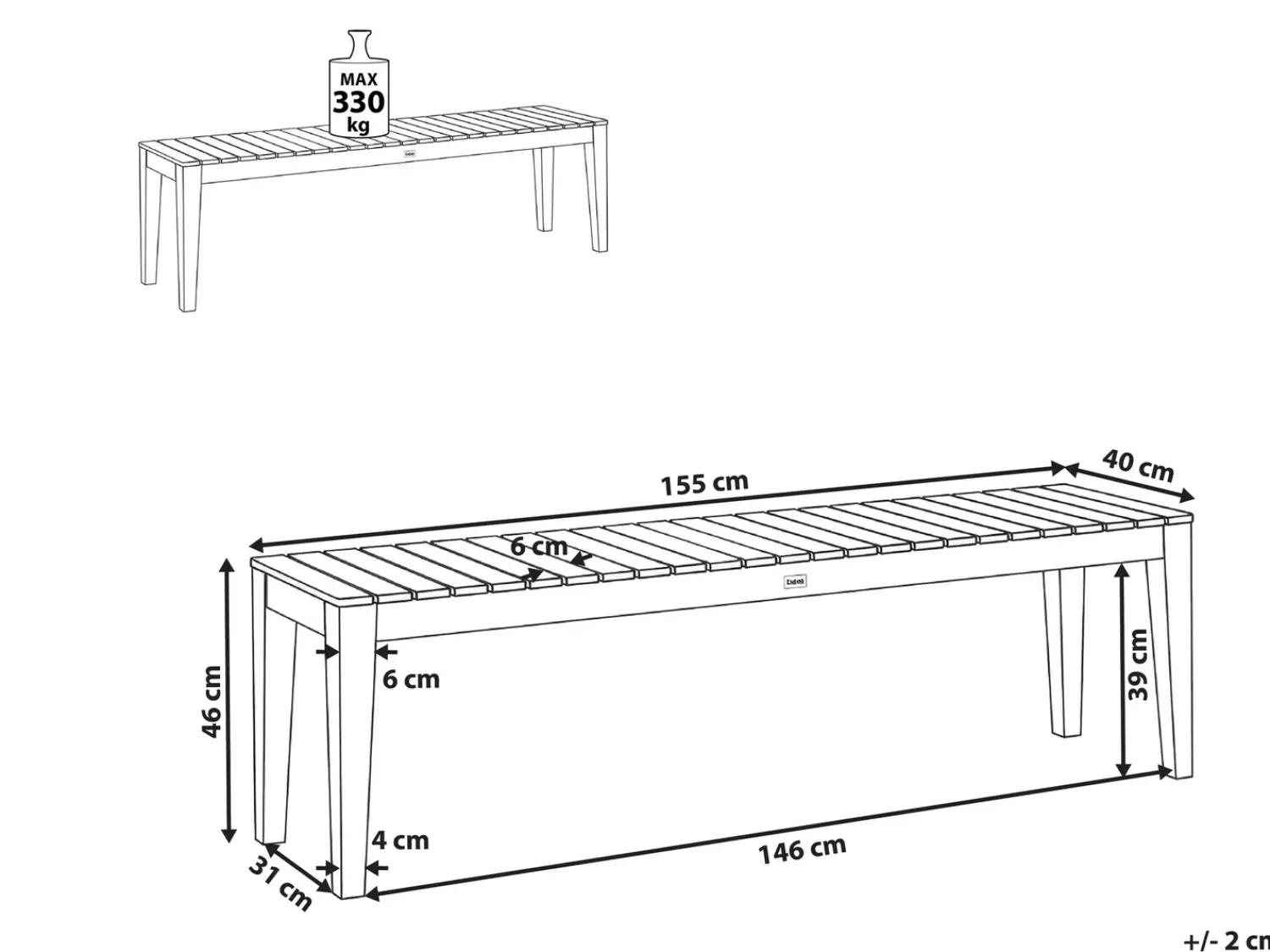 Online Beliani CHIOGGIA 155 cm Legno di acacia certificato chiaro Marrone