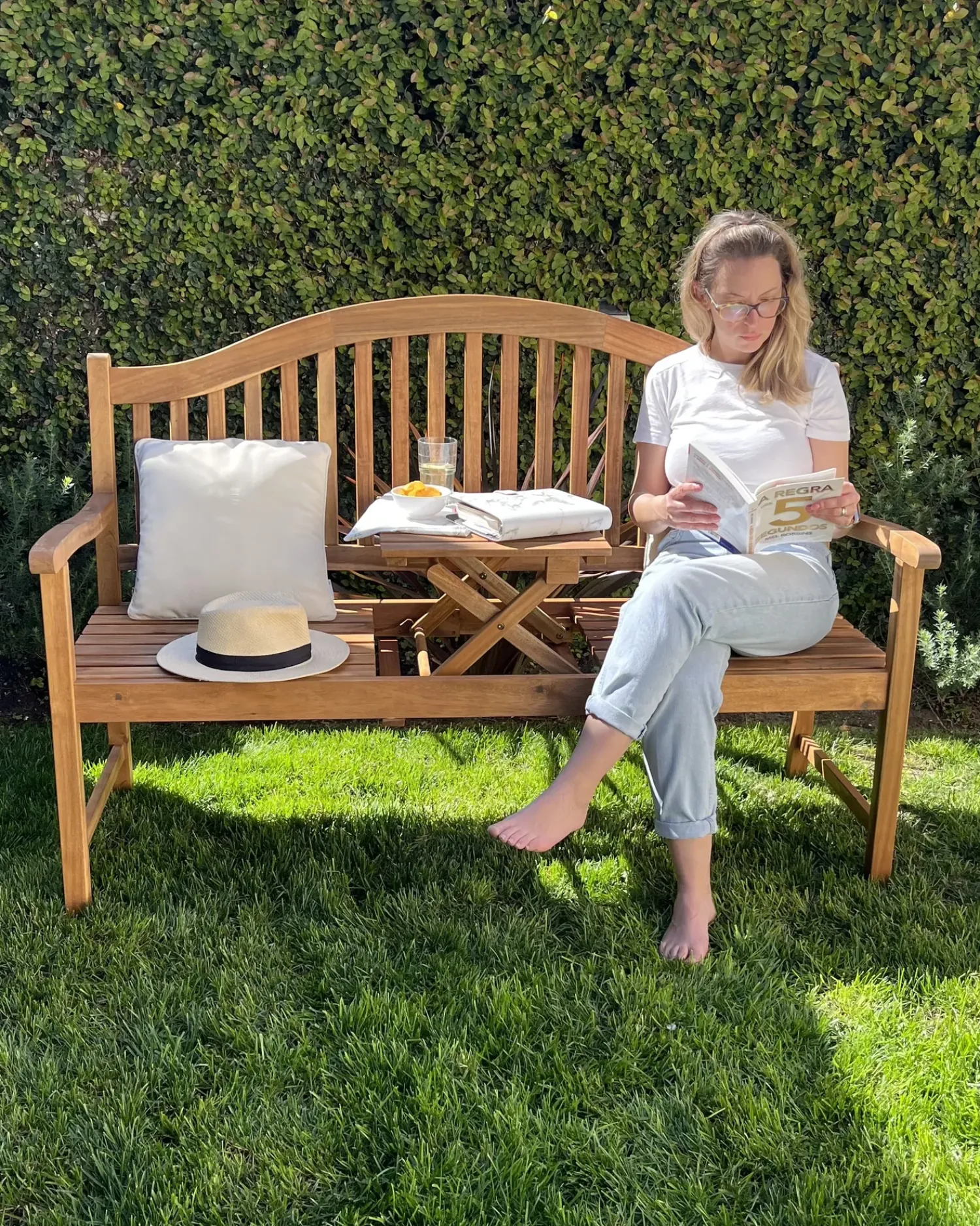 Best Beliani Panchina da giardino HILO 150 cm Legno d'acacia Marrone
