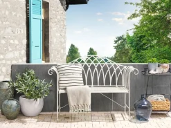 Hot Beliani Panchina da giardino MILAZZO 130 cm Metallo Bianco