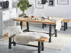 Clearance Beliani SCANIA 140 cm Legno d'acacia Nero Marrone Nero