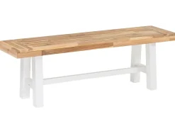 New Beliani SCANIA 140 cm Legno d'acacia Bianco Bianco Marrone