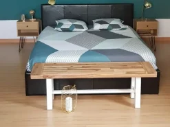 New Beliani SCANIA 140 cm Legno d'acacia Bianco Bianco Marrone