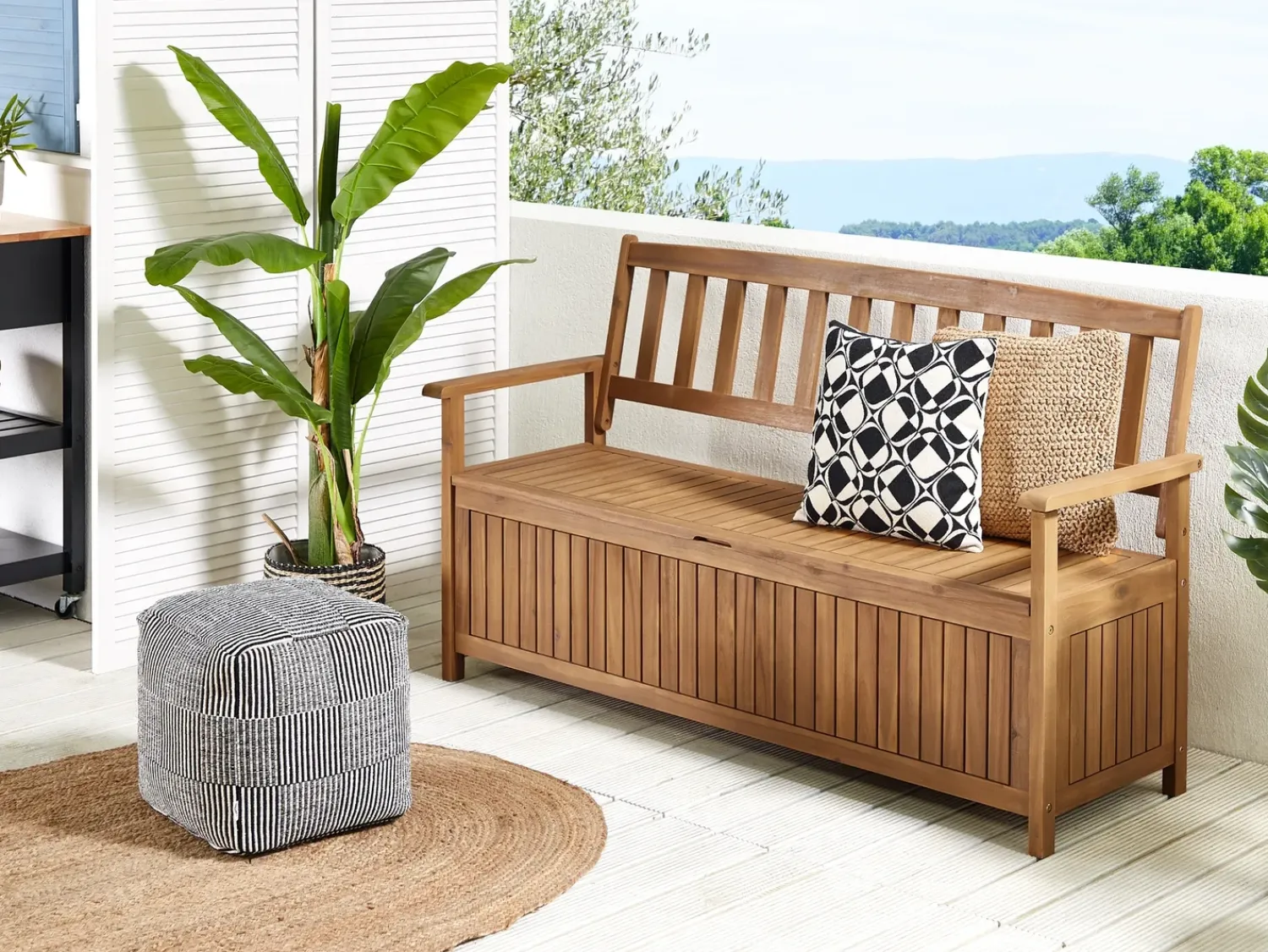 Best Beliani Panchina da giardino SOVANA con contenitore Legno d'acacia Marrone