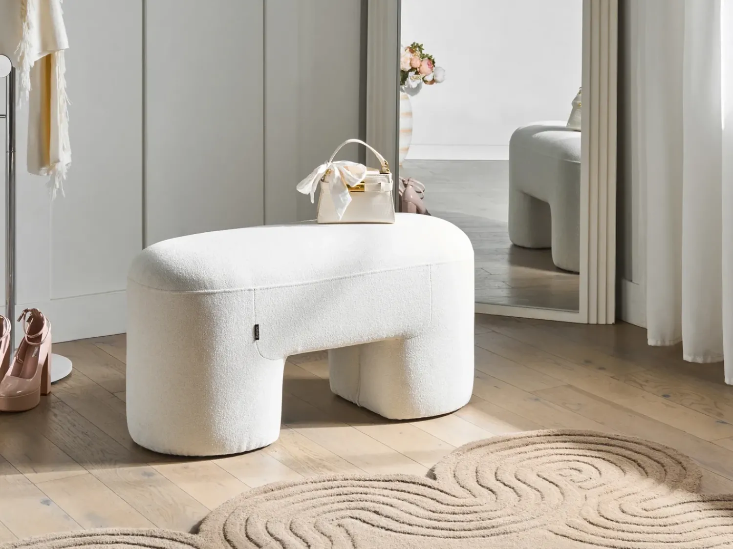 Clearance Beliani Panchina DECORAH Bouclé Bianco