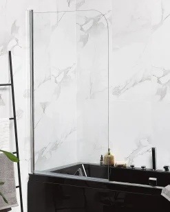 Clearance Beliani Parete doccia per vasca LAPAN II 140 x 70 cm Argento Trasparente Argento