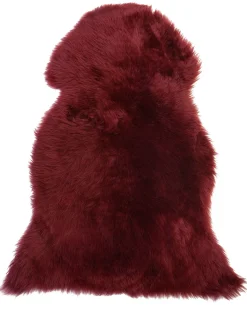 Clearance Beliani Pelle di Pecora ULURU Bordeaux 65 x 110 cm Rosso