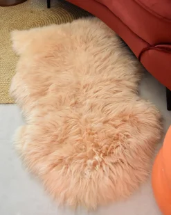 New Beliani Pelle di Pecora ULURU pesca 65 x 110 cm Rosa