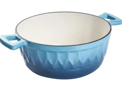 New Beliani Pentola in ghisa CASTINO Blu Blu Argento Bianco