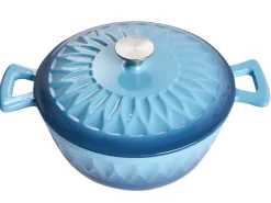 New Beliani Pentola in ghisa CASTINO Blu Blu Argento Bianco