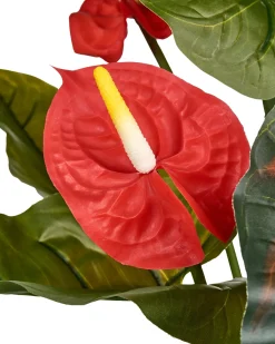 Discount Beliani Pianta artificiale ANTHURIUM 95 cm Verde Rosso Verde
