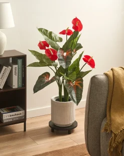 Discount Beliani Pianta artificiale ANTHURIUM 95 cm Verde Rosso Verde