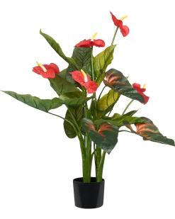 Discount Beliani Pianta artificiale ANTHURIUM 95 cm Verde Rosso Verde