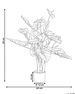 Discount Beliani Pianta artificiale ANTHURIUM 95 cm Verde Rosso Verde