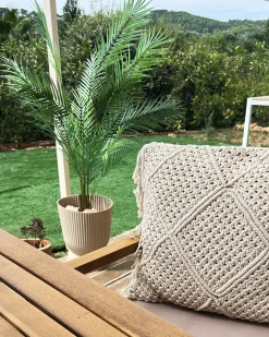 Beliani Pianta artificiale ARECA PALM 124 cm Verde Verde Nero
