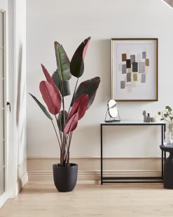 New Beliani Pianta artificiale BANANA TREE 163 cm Verde Rosso Verde Nero