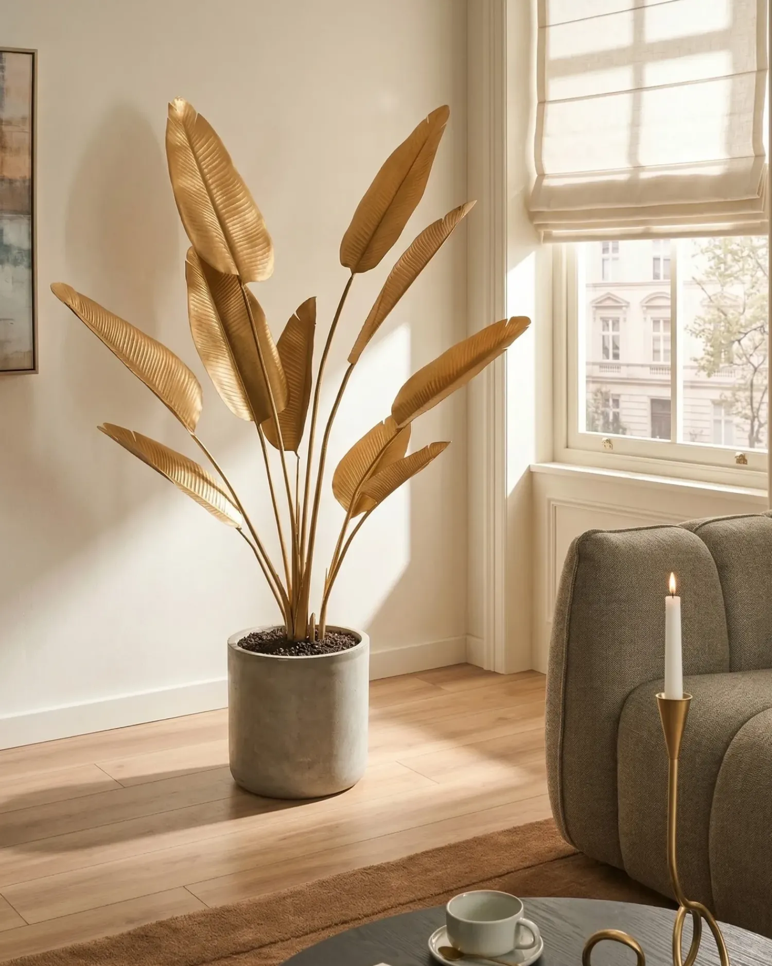 New Beliani Pianta artificiale BANANA TREE Oro