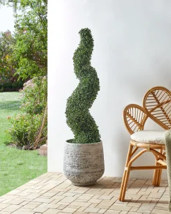 New Beliani Pianta artificiale BOXWOOD SPIRAL TREE 120 cm Verde Nero Verde