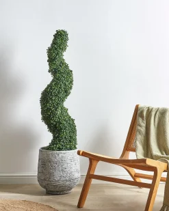 New Beliani Pianta artificiale BOXWOOD SPIRAL TREE 120 cm Verde Nero Verde