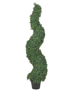 New Beliani Pianta artificiale BOXWOOD SPIRAL TREE 120 cm Verde Nero Verde