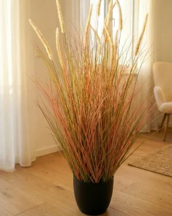 New Beliani Pianta artificiale BRISTLEGRASS Arancione Arancione Verde Nero
