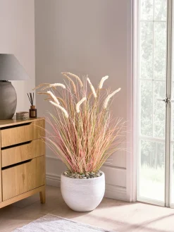 New Beliani Pianta artificiale BRISTLEGRASS Arancione Arancione Verde Nero