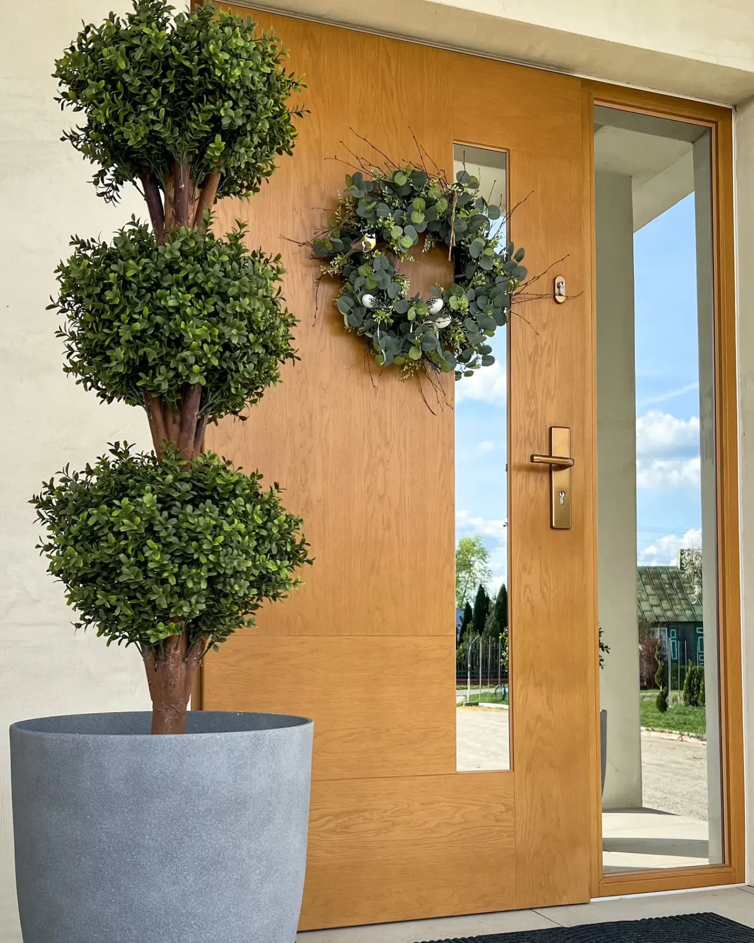 Online Beliani Pianta artificiale BUXUS BALL TREE Verde Marrone Verde Nero