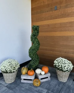 New Beliani Pianta artificiale BUXUS SPIRAL TREE Verde Nero Verde