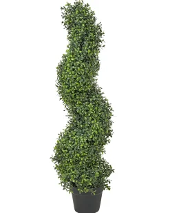 New Beliani Pianta artificiale BUXUS SPIRAL TREE Verde Nero Verde