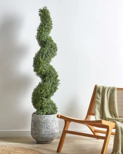 Hot Beliani Pianta artificiale BUXUS SPIRAL TREE Verde Nero Verde