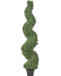Hot Beliani Pianta artificiale BUXUS SPIRAL TREE Verde Nero Verde