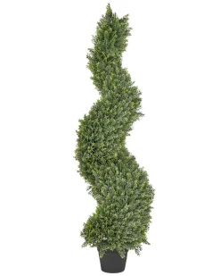 Outlet Beliani Pianta artificiale CYPRESS SPIRAL TREE 126 cm Verde Nero Verde